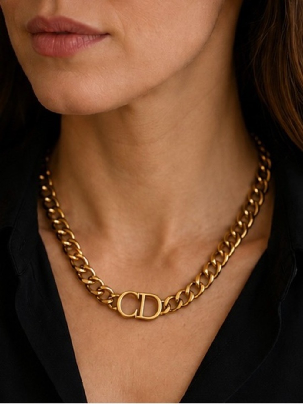 ✨Gold Finish CD-Inspired Chain Necklace | Stainless Steel | 18” + Extender✨